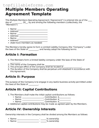 Free Multiple Members Operating Agreement Form