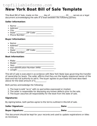 Attorney-Verified  Boat Bill of Sale Template for New York