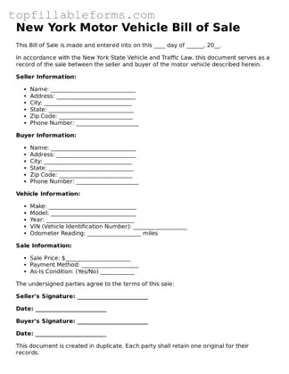 Attorney-Verified  Motor Vehicle Bill of Sale Template for New York
