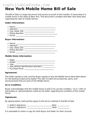 Attorney-Verified  Mobile Home Bill of Sale Template for New York
