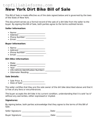 Attorney-Verified  Dirt Bike Bill of Sale Template for New York
