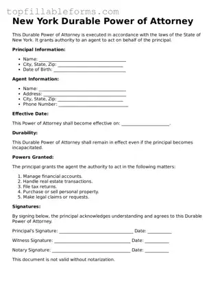 Attorney-Verified  Durable Power of Attorney Template for New York