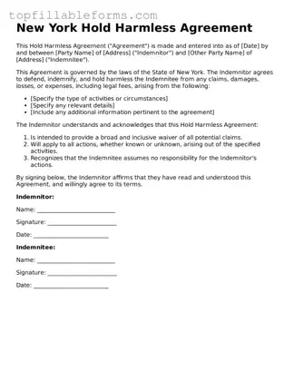 Attorney-Verified  Hold Harmless Agreement Template for New York