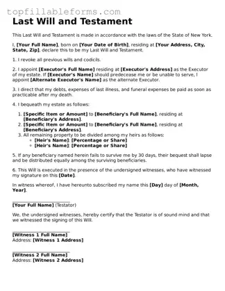 Attorney-Verified  Last Will and Testament Template for New York