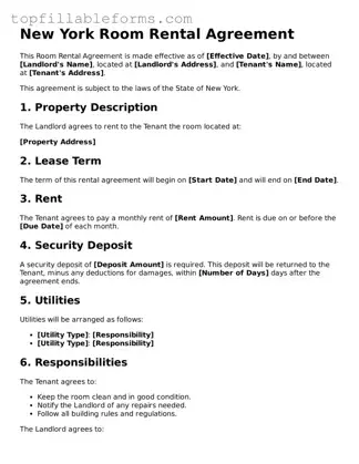 Attorney-Verified  Room Rental Agreement Template for New York