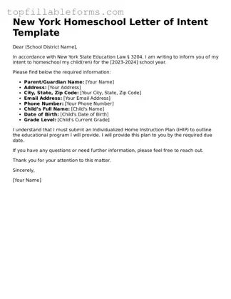 Attorney-Verified  Homeschool Letter of Intent Template for New York