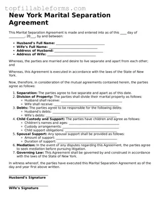 Attorney-Verified  Marital Separation Agreement Template for New York