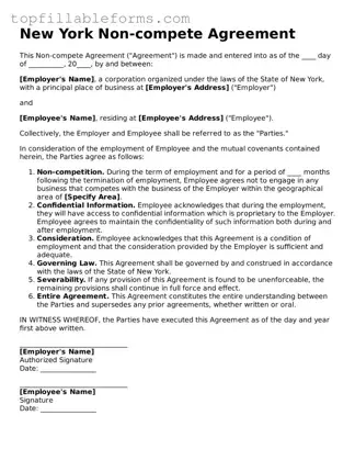 Attorney-Verified  Non-compete Agreement Template for New York