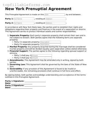 Attorney-Verified  Prenuptial Agreement Template for New York