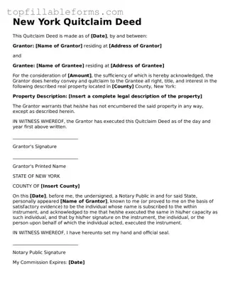 Attorney-Verified  Quitclaim Deed Template for New York