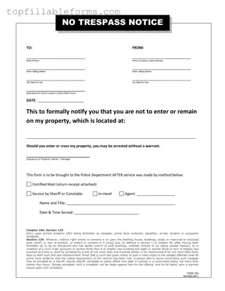 Printable No Trespassing Letter Form in PDF