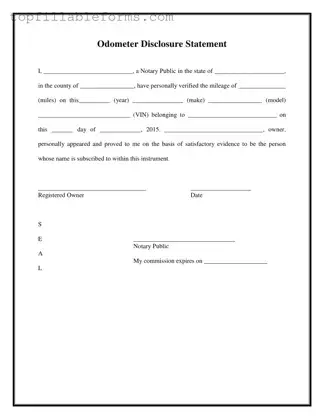 Printable Notarized Odometer Statement Form in PDF