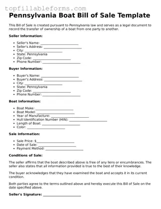Attorney-Verified  Boat Bill of Sale Template for Pennsylvania
