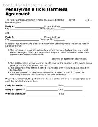 Attorney-Verified  Hold Harmless Agreement Template for Pennsylvania