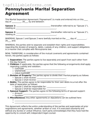 Attorney-Verified  Marital Separation Agreement Template for Pennsylvania