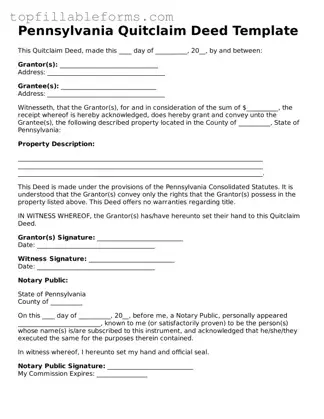 Attorney-Verified  Quitclaim Deed Template for Pennsylvania