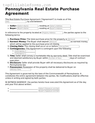 Attorney-Verified  Real Estate Purchase Agreement Template for Pennsylvania