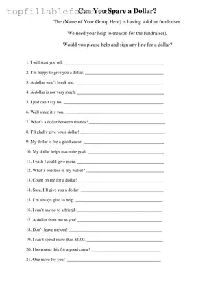 Printable Donated A Dollar Form in PDF