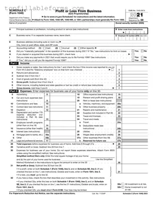 Printable IRS Schedule C 1040 Form in PDF