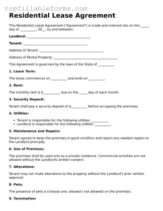 Free Residential Lease Agreement Form