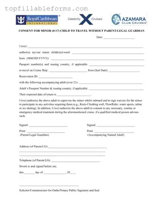 Printable Royal Caribbean Parental Consent Form in PDF