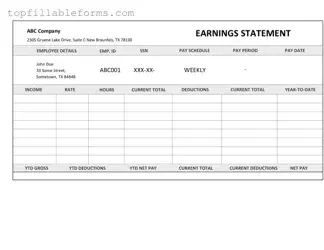 Printable Independent Contractor Pay Stub Form in PDF