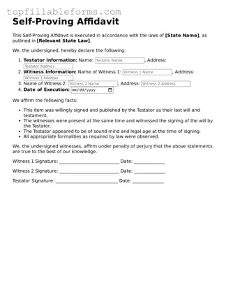 Free Self-Proving Affidavit Form