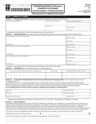 Printable Tax POA dr 835 Form in PDF