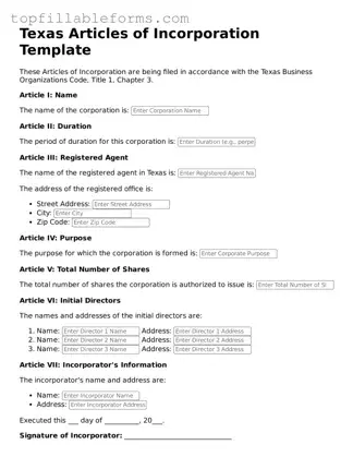 Attorney-Verified  Articles of Incorporation Template for Texas