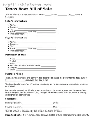 Attorney-Verified Boat Bill of Sale Template for Texas