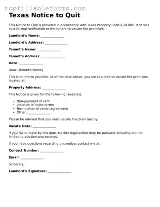 Attorney-Verified  Notice to Quit Template for Texas