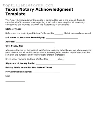 Attorney-Verified  Notary Acknowledgement Template for Texas