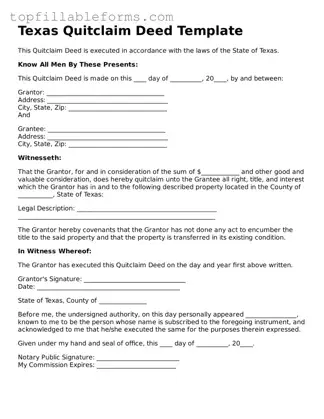 Attorney-Verified Quitclaim Deed Template for Texas