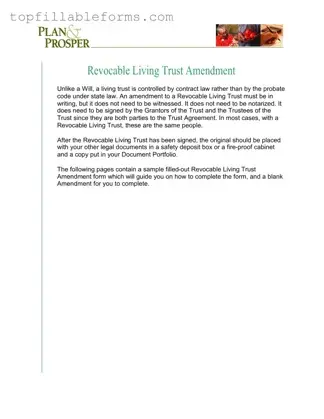 Printable Trust Amendment Form in PDF