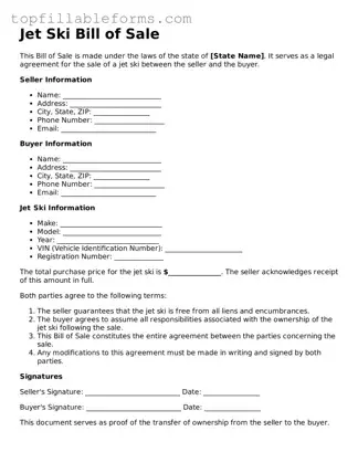 Free Jet Ski Bill of Sale Form