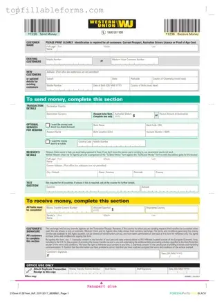 Printable Western Union Form in PDF