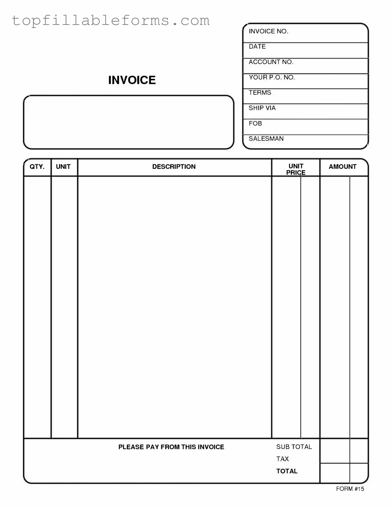 Printable Free And Invoice Pdf Form in PDF