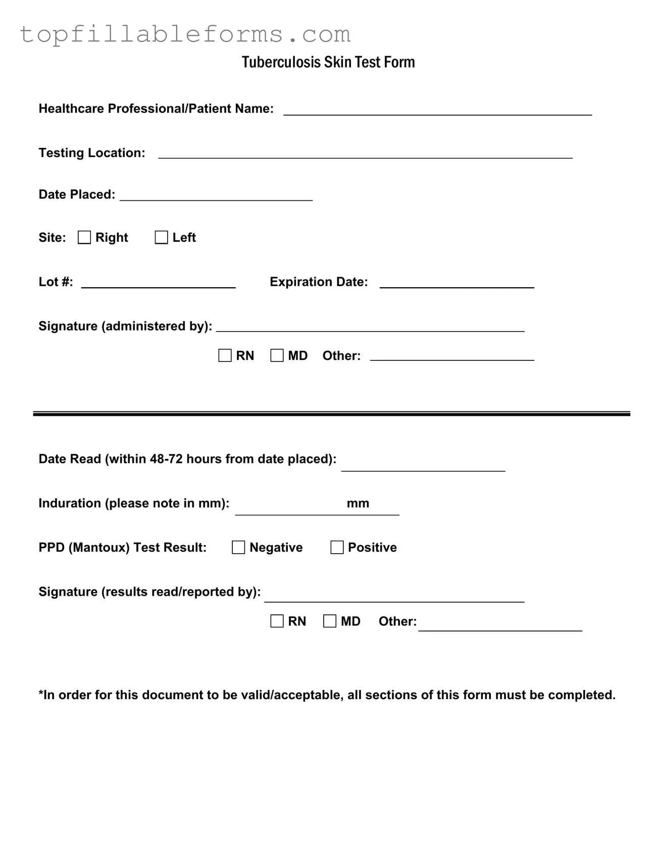 Printable Tb Test Form in PDF