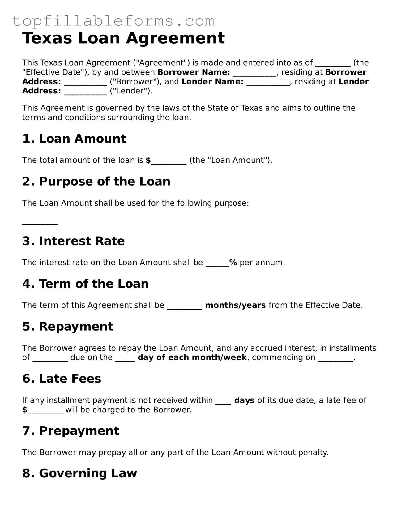 Attorney-Verified  Loan Agreement Template for Texas