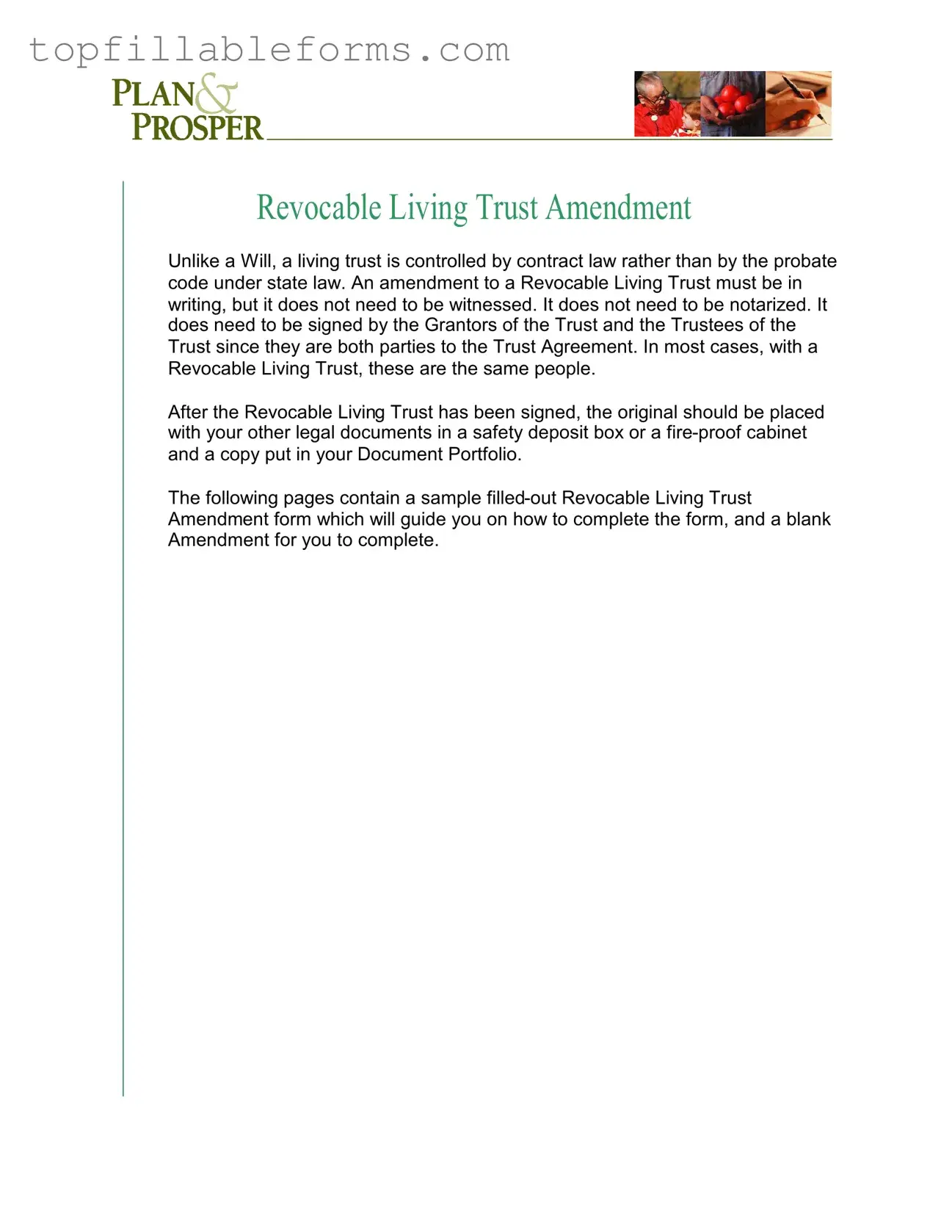 Printable Trust Amendment Form in PDF