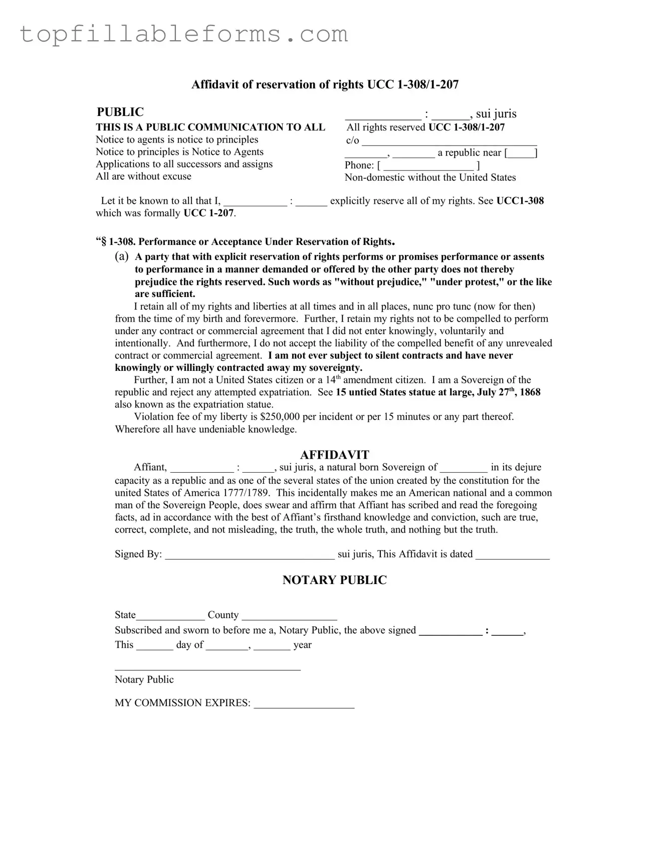 Printable Ucc 1 308 Form in PDF