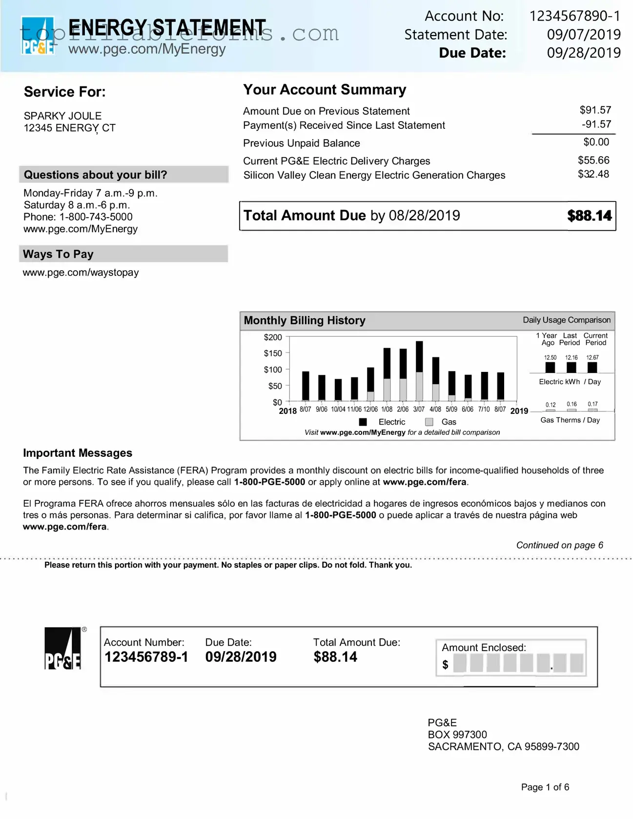 Printable Utility Bill Form in PDF
